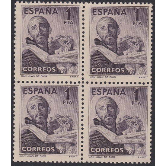 España Spain 1070 1950 BL.4 San Juan de Dios Religión MNH España Spain 1070 1950 BL.4 San Juan de Dios Religión MNH