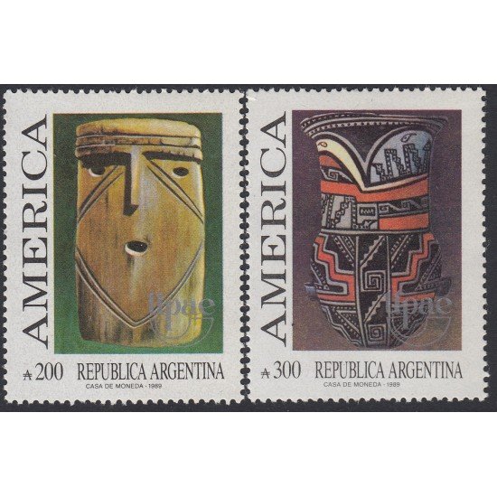 Upaep Argentina 1695/96 1989 Máscara Uma MNH Upaep Argentina 1695/96 1989 Máscara Uma MNH