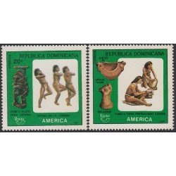 Upaep República Dominicana 1061/62 1989 Estatua de Plata Vasija MNH Upaep República Dominicana 1061/62 1989 Estatua de Plata Vasija MNH