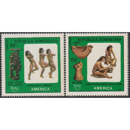 Upaep República Dominicana 1061/62 1989 Estatua de Plata Vasija MNH