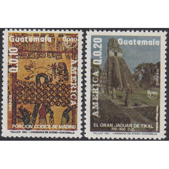 Upaep Guatemala A- 829/30 1989 Manuscrito Tikal MNH