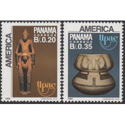 Upaep Panamá 1060/61 1989 Estatuilla Vaso decorado MNH Upaep Panamá 1060/61 1989 Estatuilla Vaso decorado MNH