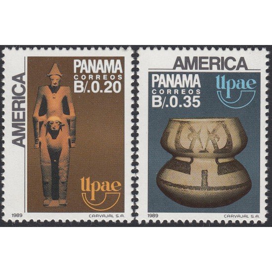 Upaep Panamá 1060/61 1989 Estatuilla Vaso decorado MNH