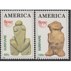 Upaep Suriname 1163/64 1989 Figura precolombina MNH Upaep Suriname 1163/64 1989 Figura precolombina MNH
