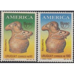 Upaep Uruguay 1285/86 1989 Vasija ñacurutu MNH Upaep Uruguay 1285/86 1989 Vasija ñacurutu MNH