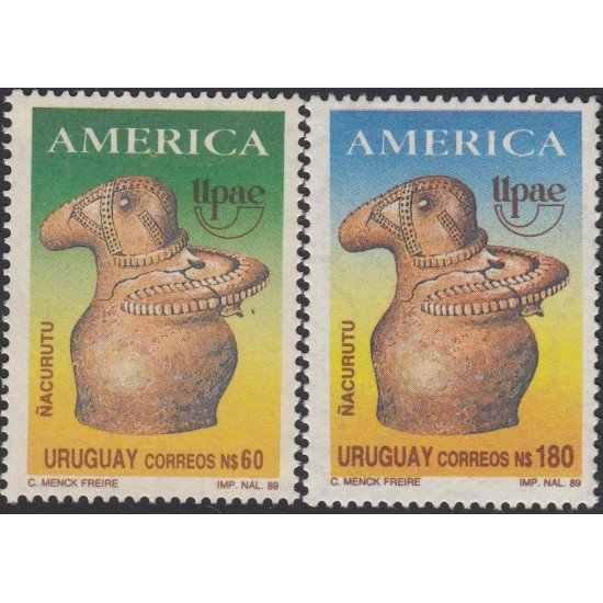 Upaep Uruguay 1285/86 1989 Vasija ñacurutu MNH Upaep Uruguay 1285/86 1989 Vasija ñacurutu MNH