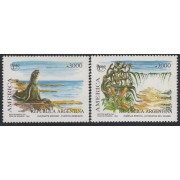 Upaep Argentina 1731/32 1990 Cataratas dei Iguazú y Hamelia erecta MNH