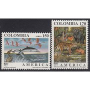 Upaep Colombia 823/24 1990 Delfines y animales salvajes MNH