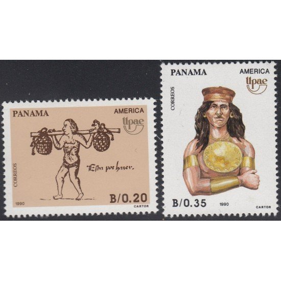 Upaep Panamá 1071/72 1990 Portador Guerrero MNH Upaep Panamá 1071/72 1990 Portador Guerrero MNH