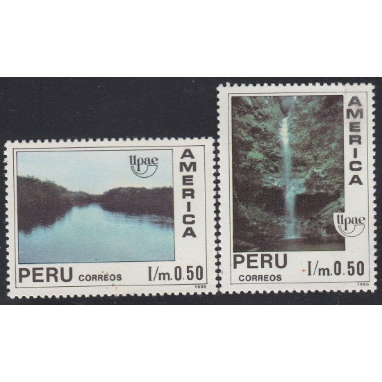 Upaep Perú 958/59 1990 Manglares Cataratas del Gera MNH Upaep Perú 958/59 1990 Manglares Cataratas del Gera MNH