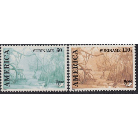 Upaep Suriname 1202/03 1990 Vista de Manglares MNH Upaep Suriname 1202/03 1990 Vista de Manglares MNH