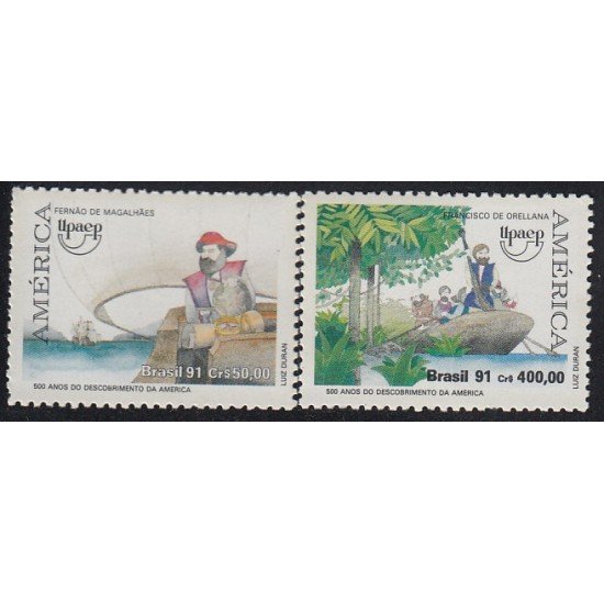 Upaep Brasil 2038/39 1991 Magallanes y Orellana MNH Upaep Brasil 2038/39 1991 Magallanes y Orellana MNH