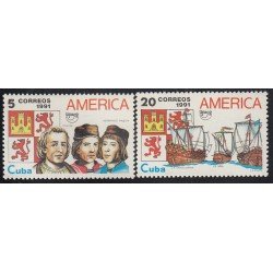 Upaep Cuba 3153C/3153D 1991 Colón Columbus Pinzón carabelas Sta María Niña Pinta MNH