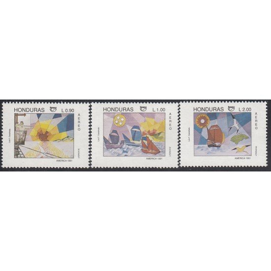 Upaep Honduras 776/78 1991 Tierra navío pájaros MNH Upaep Honduras 776/78 1991 Tierra navío pájaros MNH