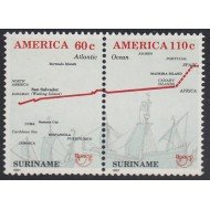 Upaep Suriname 1229/30 1991 Ruta de Cristóbal Colón MNH