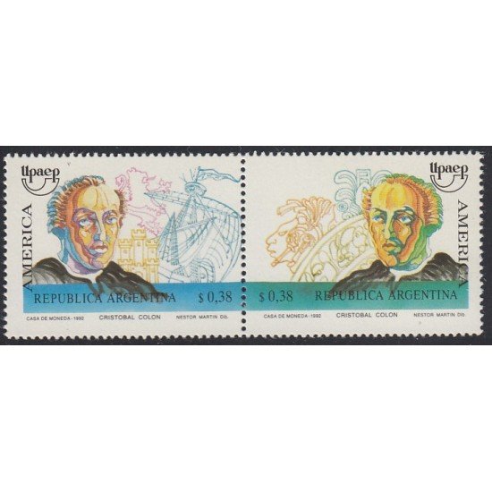 Upaep Argentina 1798/99 1992 Colón Columbus castillo carabela escultura precolombina MNH Upaep Argentina 1798/99 1992 Colón Columbus castillo carabela escultura precolombina MNH