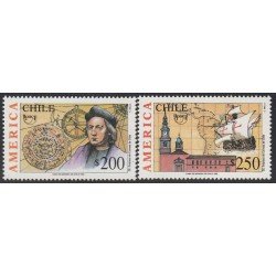 Upaep Chile 1138/39 1992 Colón Columbus Iglesia mapa de Sudamérica MNH Upaep Chile 1138/39 1992 Colón Columbus Iglesia mapa de Sudamérica MNH