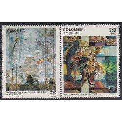 Upaep Colombia A - 851/52 1992 Pinturas de Salvador Dalí y Alfredo Vívero MNH Upaep Colombia A - 851/52 1992 Pinturas de Salvador Dalí y Alfredo Vívero MNH