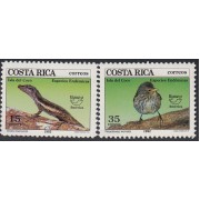 Upaep Costa Rica 559/60 1992 Bird Anolis Pinaroloxias MNH