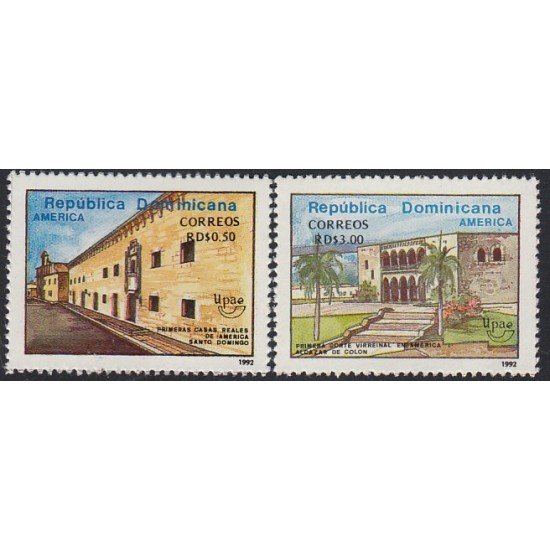 Upaep Rep. Dominicana 1101/02 1992 Alcazar de Colon Columbus residencias reales MNH Upaep Rep. Dominicana 1101/02 1992 Alcazar de Colon Columbus residencias reales MNH