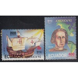 Upaep Ecuador 1252/53 1992 Colon Columbus carabela Sta María mapa de América MNH Upaep Ecuador 1252/53 1992 Colon Columbus carabela Sta María mapa de América MNH