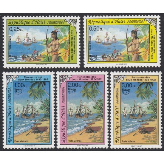 Upaep Haití 853/54 665/667 1992 Indio y Carabelas MNH Upaep Haití 853/54 665/667 1992 Indio y Carabelas MNH
