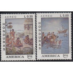 Upaep Honduras 799J/799K 1992 Indios y Carabelas MNH Upaep Honduras 799J/799K 1992 Indios y Carabelas MNH