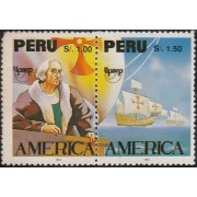 Upaep Perú s/n 1992 Colon Columbus carabelas Niña Pinta y Sta María MNH