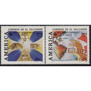 Upaep El Salvador 1160/61 1992 Objetos precolombinos Mapa americano MNH