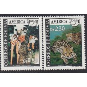 Upaep Bolivia 836/37 1993 Saimiri sciures Leopardus pardalis MNH