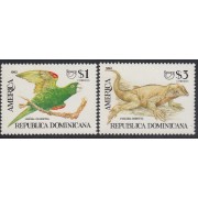 Upaep Rep. Dominicana 1117/18 1993 Aratinga Cyclura pájaros bird fauna  MNH