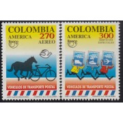 Upaep Colombia 890 1022 1994 Caballo Bicicleta horse Bicycle  Personajes llevando sellos MNH