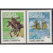 Upaep Rep. Dominicana 1157/58 1994 Correo horse  a caballo y marítimo MNH