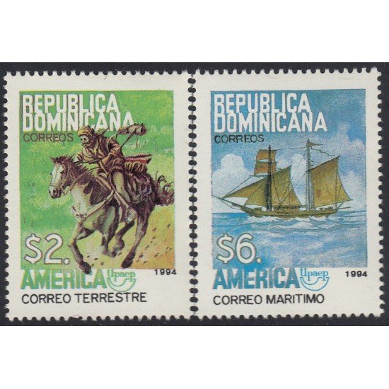 Upaep Rep. Dominicana 1157/58 1994 Correo horse a caballo y marítimo MNH Upaep Rep. Dominicana 1157/58 1994 Correo horse a caballo y marítimo MNH