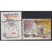 Upaep Ecuador 1316/17 1994 Avión saca de correos furgoneta y barco MNH