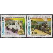 Upaep El Salvador 1217/18 1994 Camión Postal tren train a vapor MNH