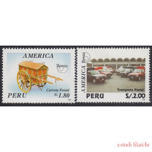 Upaep Perú 1054/55 1994 Carretilla postal antigua Furgonetas modernas car MNH