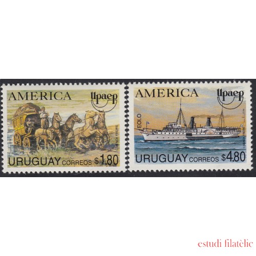 Upaep Uruguay 1487/88 1994 Carreta postal Barco y Eolo MNH