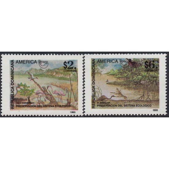 Upaep Rep. Dominicana 1196/97 1995 pájaros bird fauna Lago Enriquillo El manglar MNH Upaep Rep. Dominicana 1196/97 1995 pájaros bird fauna Lago Enriquillo El manglar MNH