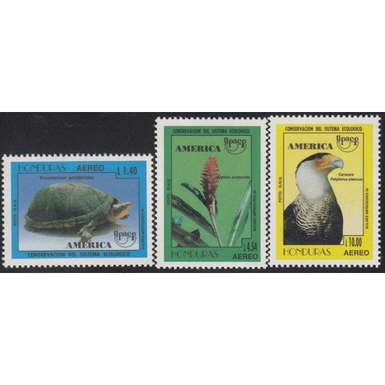 Upaep Honduras 859AO/859AQ 1995 Kinosternon Alpinia Polyborus pájaro bird fauna MNH
