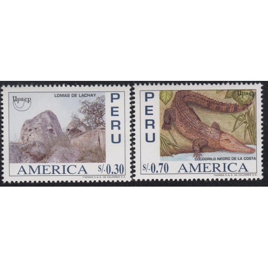 Upaep Perú 1076/77 1995 Reseva Lachay Crocodylus fauna MNH Upaep Perú 1076/77 1995 Reseva Lachay Crocodylus fauna MNH