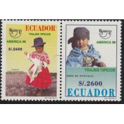 Upaep Ecuador 1373/74 1996 Niña bordando Otavalo MNH