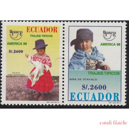 Upaep Ecuador 1373/74 1996 Niña bordando Otavalo MNH