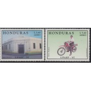 Upaep Honduras 959/60 1997 Cartero en motocicleta Oficina de correos MNH