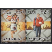 Upaep Perú 1107/08 1997 Mensajero Inca Cartero postman Moderno MNH