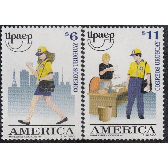 Upaep Uruguay 1670/71 1997 Chica Cartero postman MNH Upaep Uruguay 1670/71 1997 Chica Cartero postman MNH