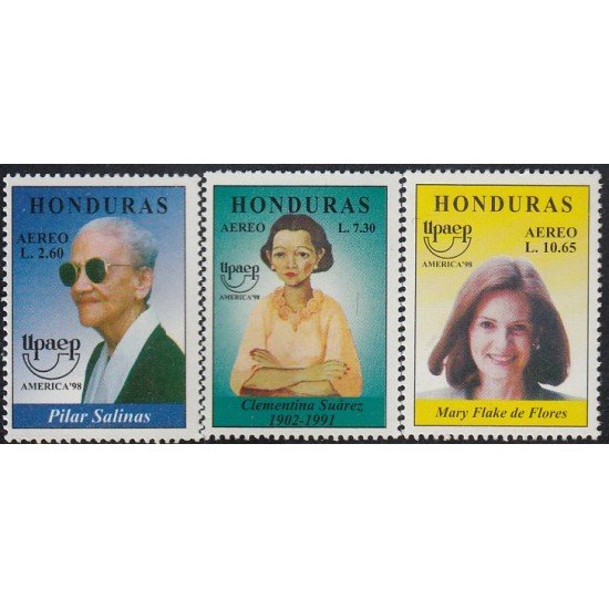 Upaep Honduras 968/70 1998 Pilar Salinas Clementina Suárez Mary Flake MNH Upaep Honduras 968/70 1998 Pilar Salinas Clementina Suárez Mary Flake MNH