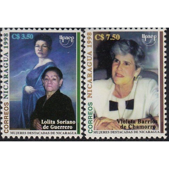 Upaep Nicaragua 2266/67 1998 Lolita Soriano Violeta Barrios MNH Upaep Nicaragua 2266/67 1998 Lolita Soriano Violeta Barrios MNH