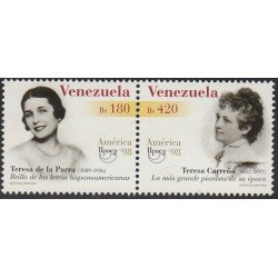 Upaep Venezuela 2153/54 1998 Teresa de la Parra Teresa Carreño MNH Upaep Venezuela 2153/54 1998 Teresa de la Parra Teresa Carreño MNH