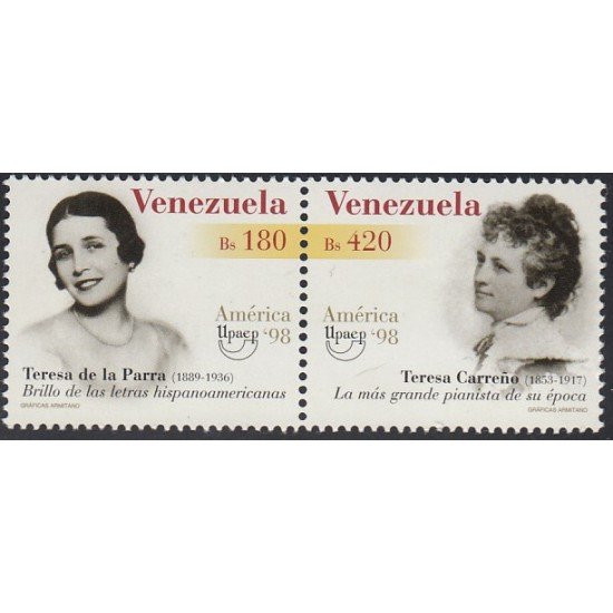 Upaep Venezuela 2153/54 1998 Teresa de la Parra Teresa Carreño MNH Upaep Venezuela 2153/54 1998 Teresa de la Parra Teresa Carreño MNH